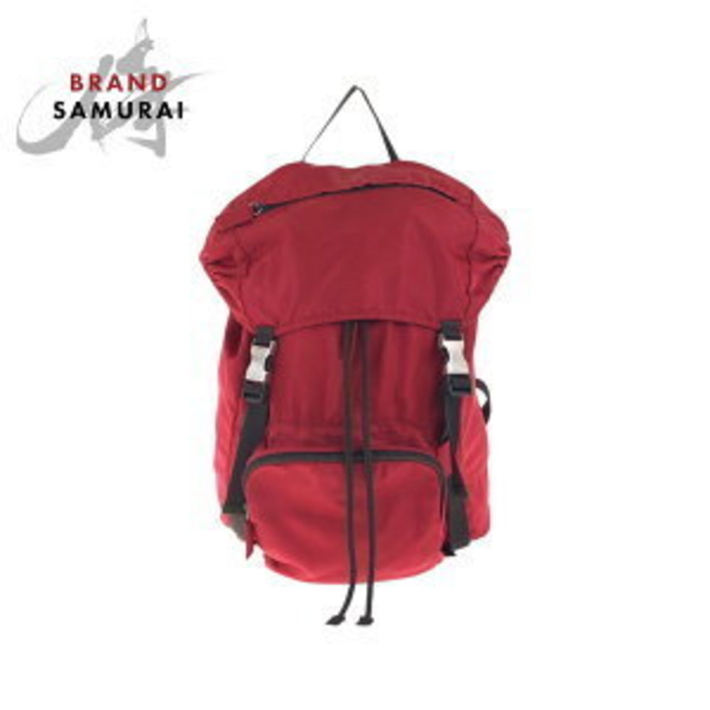 Prada Tessuto Triangular Red Khaki Green Nylon Ba… - image 1